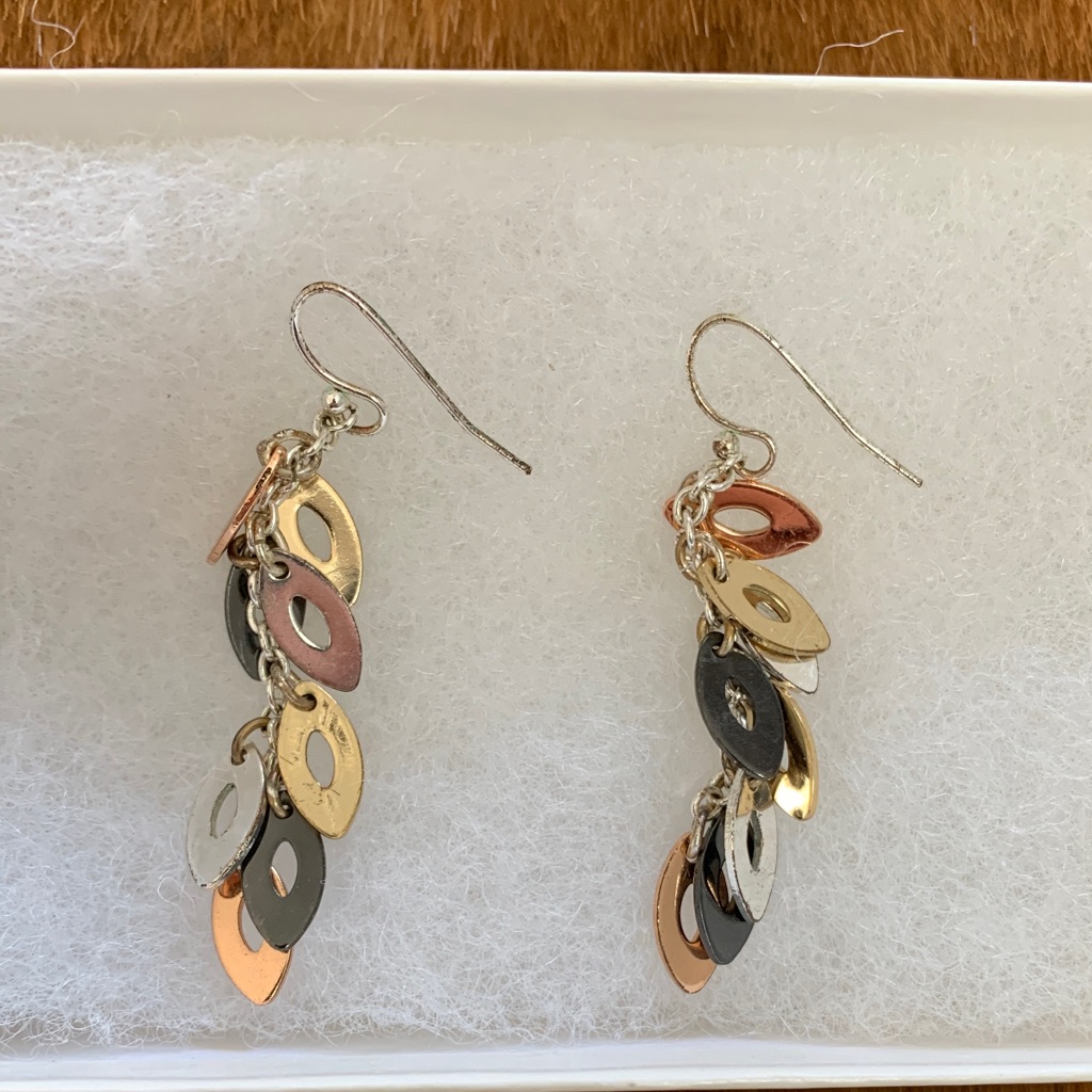 Stylish And Elegant Multi-Color Dangle Earrings. Pre-Owned.